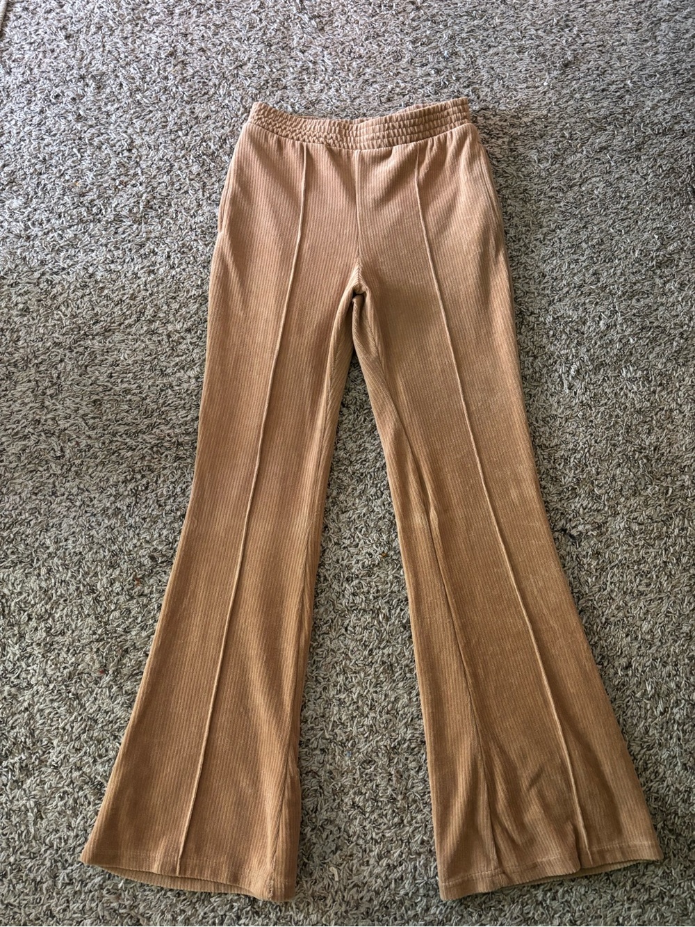 Y2K Camel Ribbed Velour Wide Leg Lounge Pants| Boho Lounge Pants| Festival Pants - Picture 5 of 11